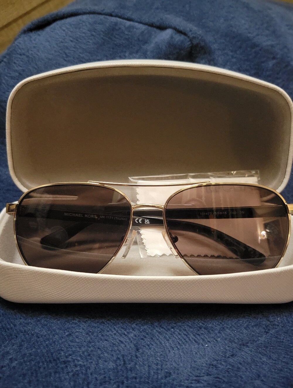 Michael Kors Gold Frame Aviator Sunglasses with Brown Gradient Lenses